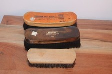 Lot of 3 Vintage Shoe Shine Brushes Empire Cadillac 100 Horse Hair