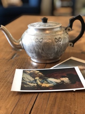 Sona Ware Silver Aluminum Teapot J525 England vintage- Cottagecore Luxe