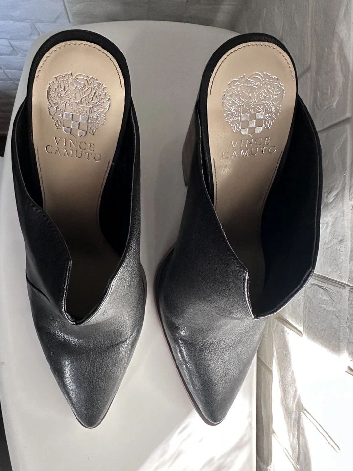 Vince Camuto Tan Suede Mules with Wooden Heel - Image 2 of 4