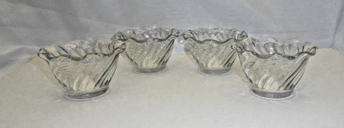 Vintage, Anchor Hocking, Ice Cream/Sherbert Glass Cups, Swirl Pattern, Set of 4,