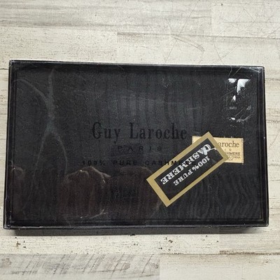 Guy Laroche Paris 100% Pure Cashmere Scarf Black Unisex Luxury Gift Boxed