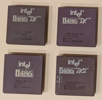 Lot of 4 Vintage Intel i486 DX DX2 CPU Processors for Gold Scrap Recovery