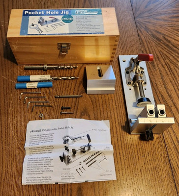 PSI Woodworking Pocket Hole Jig Kit phjig2 6'' Face Frame Clamp In Wood Box