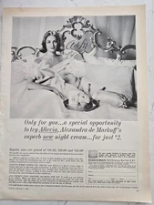 1965 Alexandra De Markoff Allevia Skin Night Cream  pretty woman bed Vintage ad 