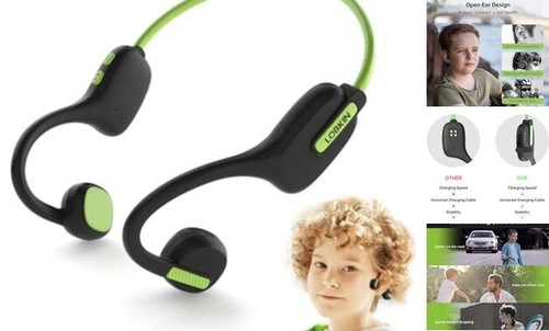 Kids Headphones Open Ear,Bluetooth 5.3 Air Conduction Wireless Green