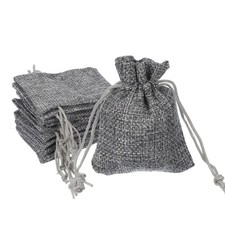 2.7x3.5 Inch Burlap Bags with Drawstring, 50 Pcs Linen Gift Bags, Gray