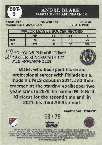 2022 Topps Cromo Major League Fútbol '1959 Topps Fútbol' Verde Paralelo/75 - Imagen 2 de 4
