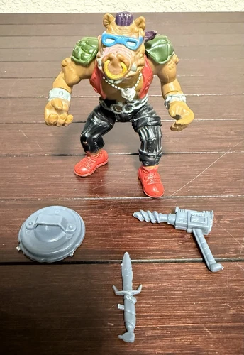 1988 Playmates TMNT Hard Head Bebop Vintage Figure 100% Complete Ninja Turtles