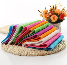 Natural Bamboo Fiber Small Dishcloths 6-Pack Reuseable Cleaning Cloths Quick Dry