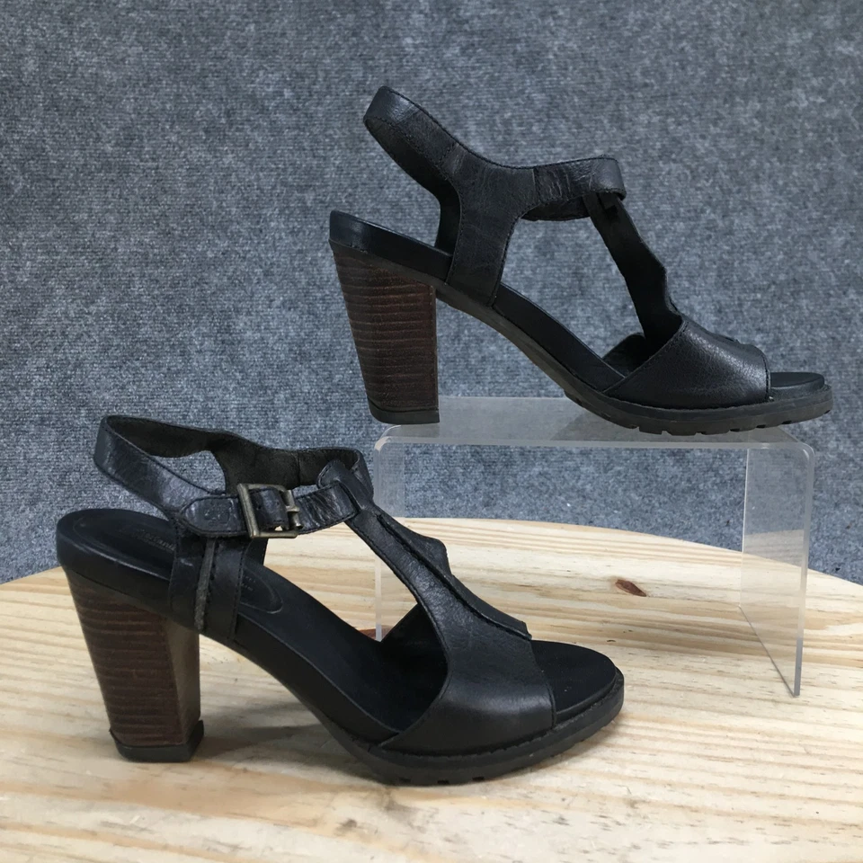Sandalias Timberland para mujer 6 negras Earthkeepers Stratham correa en T tacones de cuero Foto 2 de 4