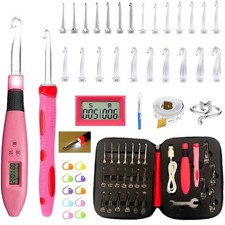 Light Up Crochet Hooks Set-Crochet Hooks Set Digital with 24 Interchangeable ...