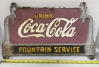 Vintage 1940s Coca-Cola Cast Iron Fountain Service Sign 20” Heavy Original