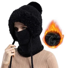 Balaclava Ski Hat Wind-Resistant Hat Cap Scarf for Women and Men - Face Cover...