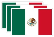 3 Pack Mexican Flag Car Sticker - 4x6 Inches - Eagle Emblem Vinyl