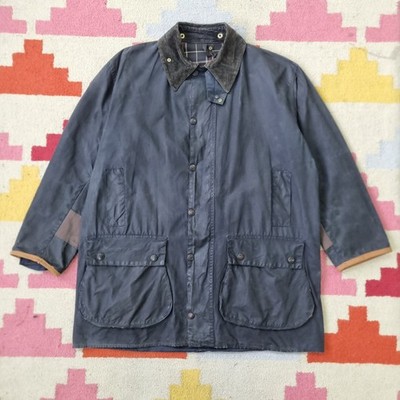 Barbour Vintage A205 Border Wax Waterproof Country Rain Jacket Coat  C44 Navy