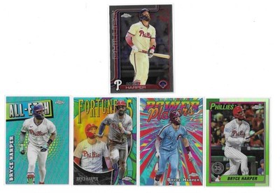 2025 Topps Chrome Bryce Harper Ultimate 5 Card Lot!  4 Inserts!  1 Base!