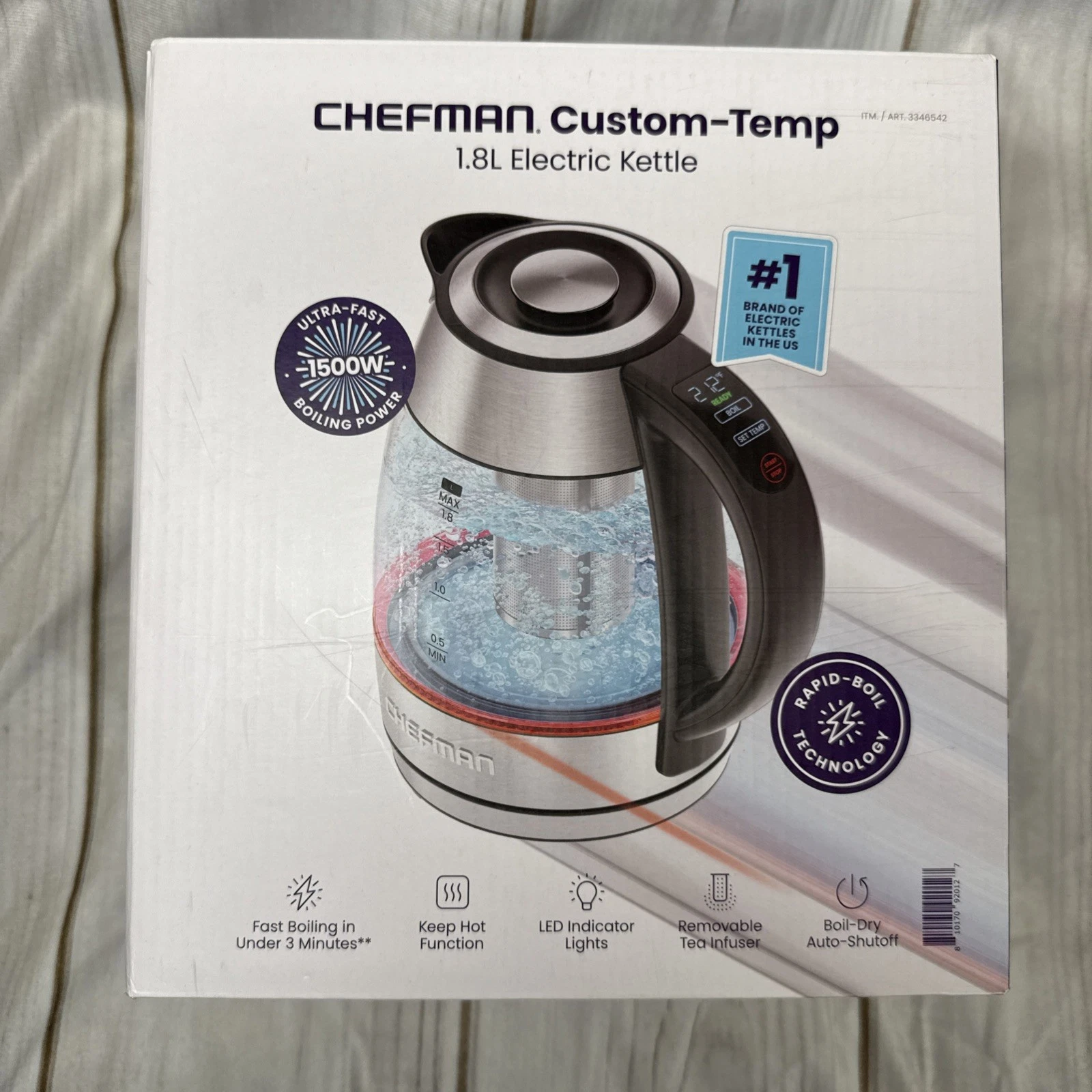 Chefman Custom-Temp 1.8L Cordless Electric Kettle Digital Temp Control NEW
Opens in a new window or 
