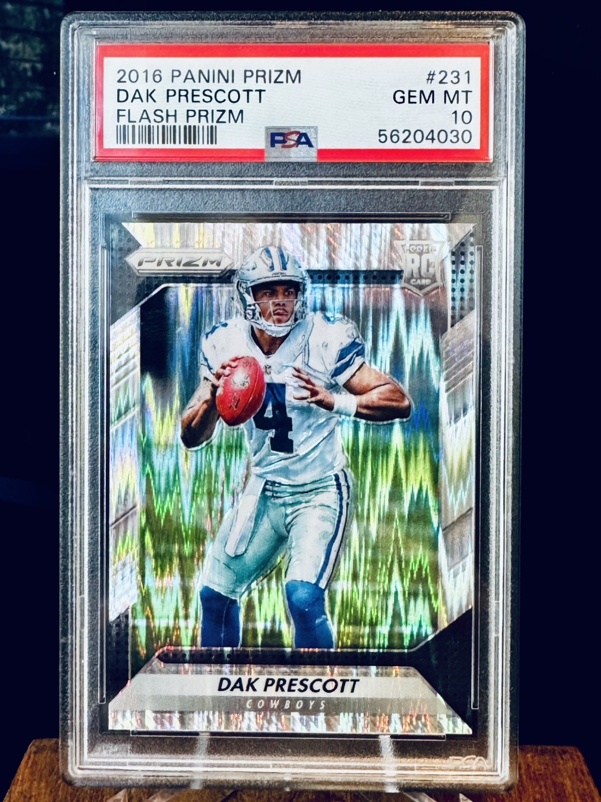 2016 Panini Prizm DAK PRESCOTT Flash Prizm Rookie Card RC #231 PSA 10 GM COWBOYS