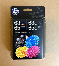 HP Genuine 63/65 63XL/65XL Ink Cartridges 2-Pack Black Tri-Color B87FDAN