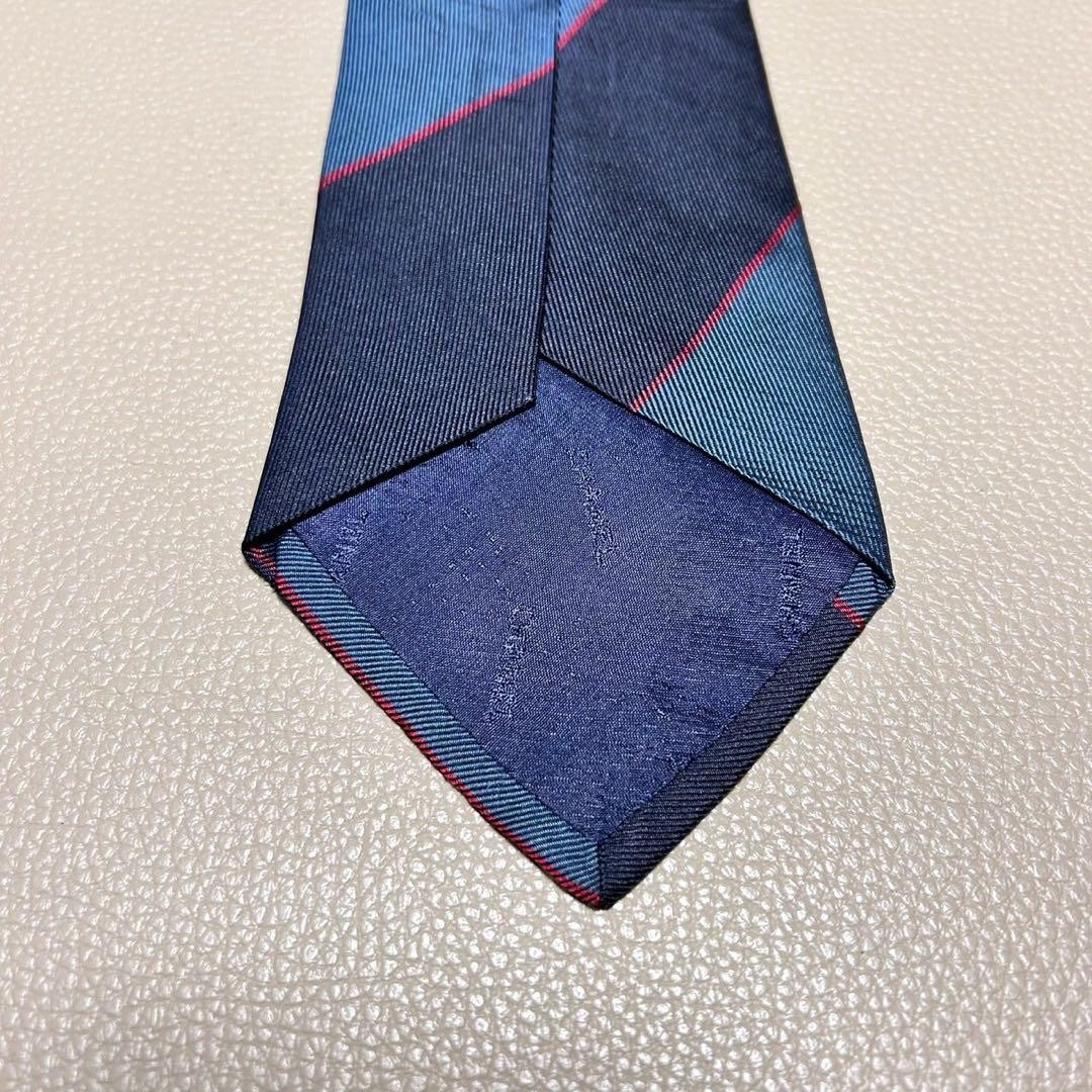 Chanel Silk Necktie Striped Navy Business Tie Authentic Preowned Ready thumbnail 5