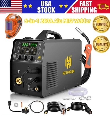HZXVOGEN Aluminum MIG Welder 6 in 1,110/220V 250A Welding Machine &Welder Helmet