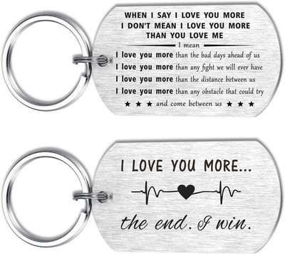 The End I Win Keychain for Her, I Love You Gift for Anniversary Valentine Birthd