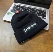 Supreme Black Solid Beanie Hat World Famous O...