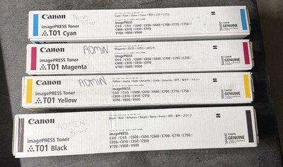 Genuine Canon ImagePRESS Toner T01 CMYK Set For C60/C600/C700/C800/C850/C810 .