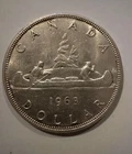 1963 Canadian Silver Dollar Coin Vintage Canada Authentic Original