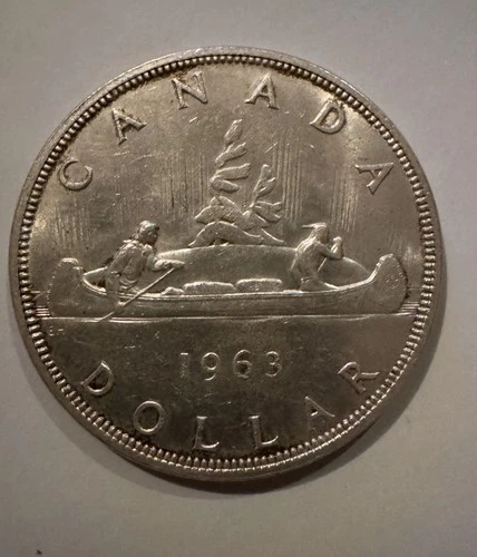 1963 Canadian Silver Dollar Coin Vintage Canada Authentic Original