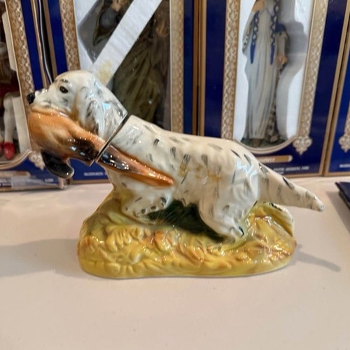 Porcelain English Setter Dog Figurine Decanter empty