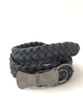 Vintage Marjorie Baer SF Black Braided Belt Handmade Metal Buckle Artisan