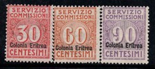 Érythrée 1916 Sass. 1-3 Neuf ** 100% service 30c,60c... Commissions