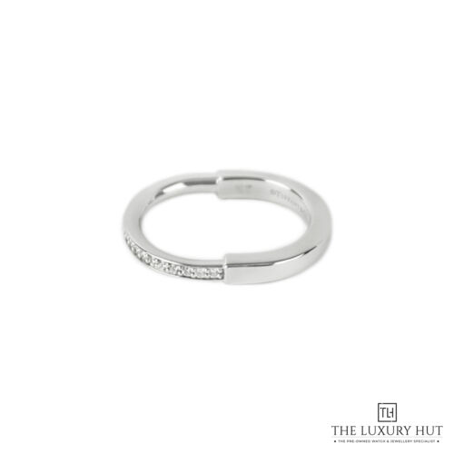 Tiffany & Co 18ct White Gold Lock Ring With Diamonds - Size O - Picture 3 of 6