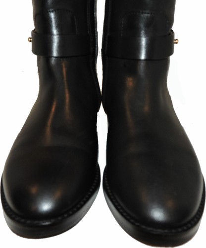 Tory Burch Everly Riding Boots Tall Flat Equestrian Booties Sz 9.5 Gold Logo - Picture 5 of 8