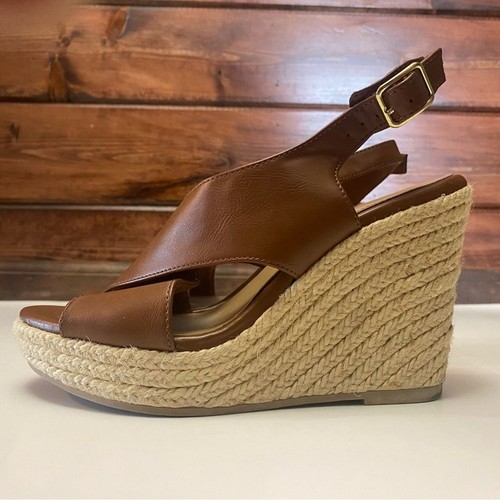American Eagle Brown Faux Leather Rope Wedge Platform Sandals Women's Size 6 - Picture 11 of 12