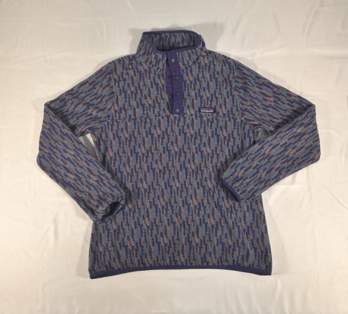 Woman’s Patagonia Snap T Synchilla Fleece Pullover Blue Purple Jacket Large