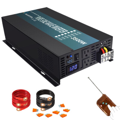 #ad 3500W Pure Sine Wave Inverter 12V Power Converter Solar Home Camp Car RV Remote $318.25