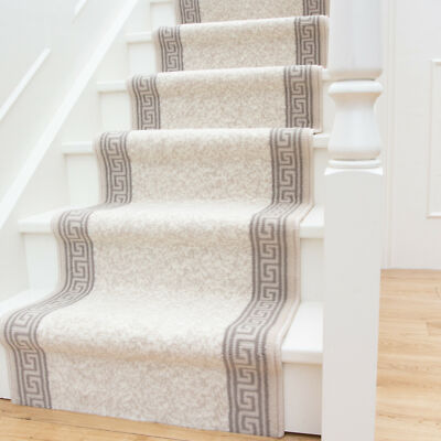 Dollhouse Woven Stair Carpet Runner - Beige Geometric Miniature For 1:12 Scale Models