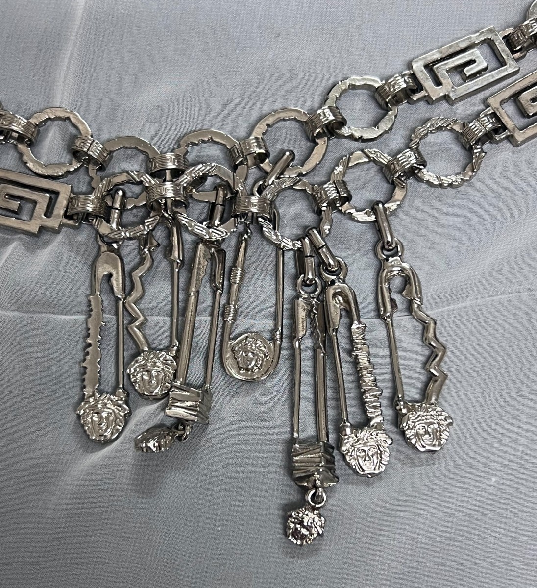 VINTAGE Iconic Gianni Versace Couture Chain Belt Safety Pin