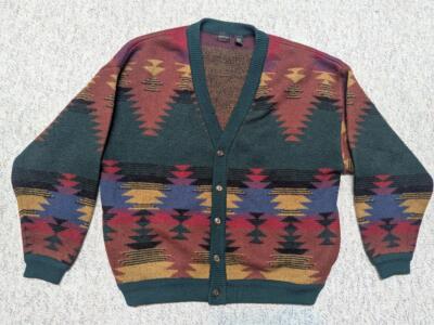 vintage 1990s thick wool INDIAN PRINT native american XL sweater