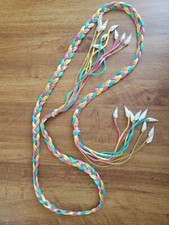 Girls belt Braided Pink Yellow Teal 48" with shell tipped ties