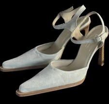 DONNA SONA SUEDE LEATHER POINTED TOE  HEELS ANKLE STRAP  38 ITALY NEW