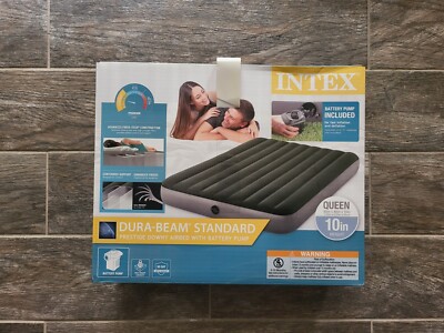 Intex  Queen Downy Airbed Kit with Hand Held Battery Pump NIB