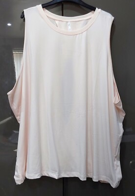 Fabletics Dry-Flex Open Back Tank Top Sleeveless T-Shirt Cream White Size 4XL 