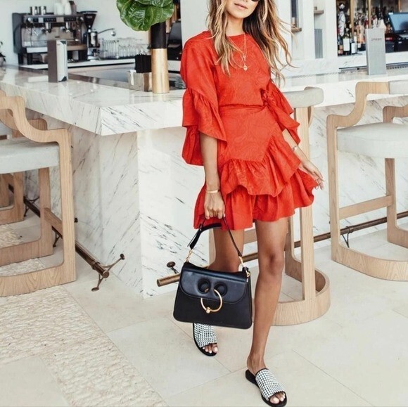 Maje Rahima Rouge Dress Womens S Red Party Event Casual Coastal Contemporary