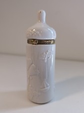 Vtg. Hinged Baby Bottle Keepsake Ceramic Trinket Box Shower Gift Birth
