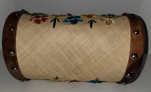 VTG Round Raffia And Wooden Purse Bags By Whidby Inc. Made In The Phillipines - Picture 8 of 8