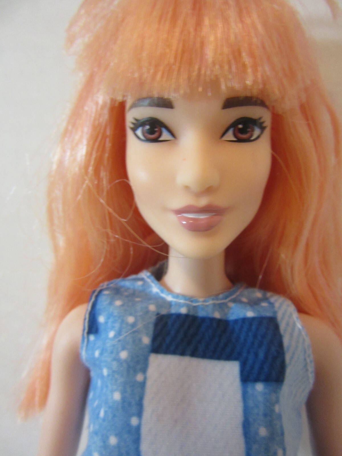 Barbie Fashionistas Doll 60 Orange Hair Blue Jean Dress Asian