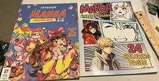 ART MAKER MANGA DRAWING BOOK, MANGA ADVANCE COLORING BK Set Of 2 ,ADULT NEW